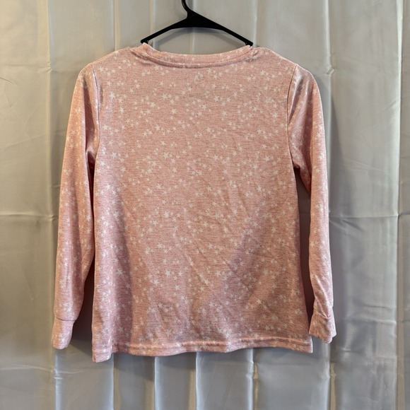 Girls M 8/10 Pajama Set Pink White Stars Pjs Pants Long Sleeve - Picture 3 of 8